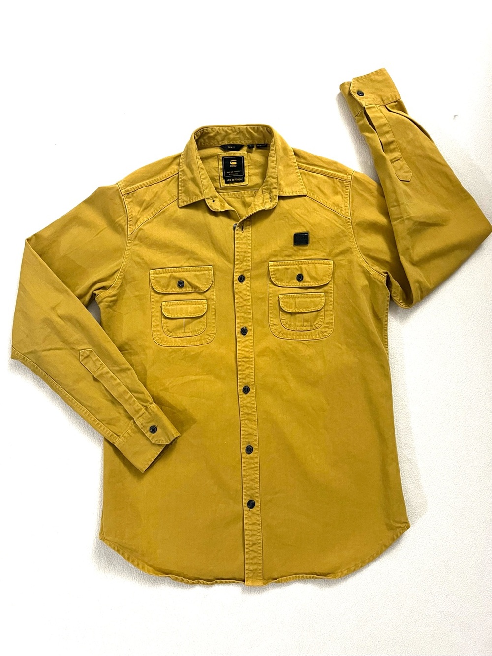 G-Star RAW Men's Mustard Yellow Slim Fit Long Sleeve Shirt - Size L